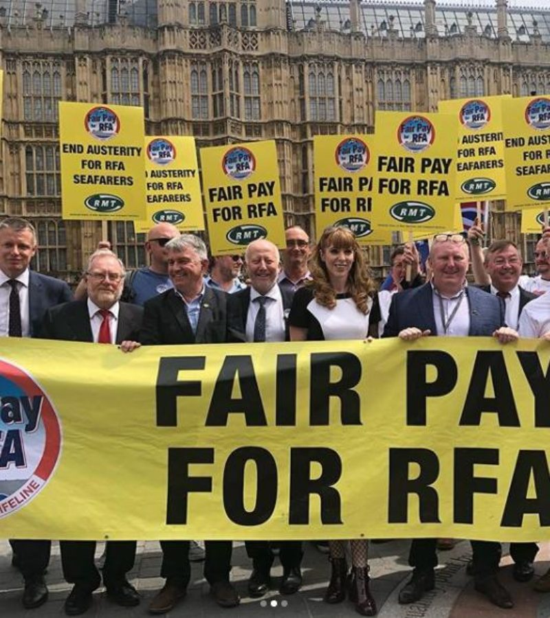 Protesters with Fair Pay for RFA