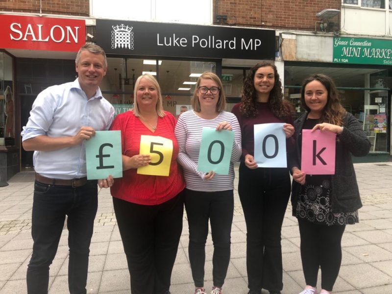 Luke and his team celebrating securing £500k for the people of Plymouth