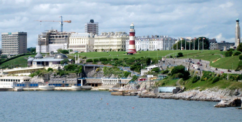 View of Plymouth hoe from the sea