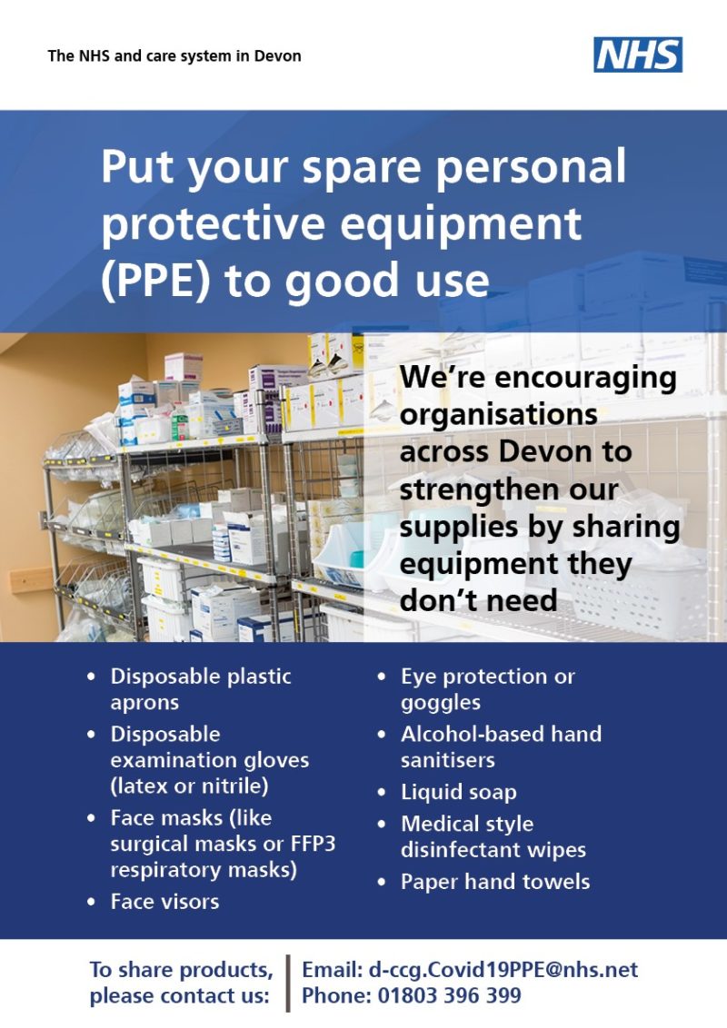 Put your spare Personal Protective Equipment (PPE) to good use.