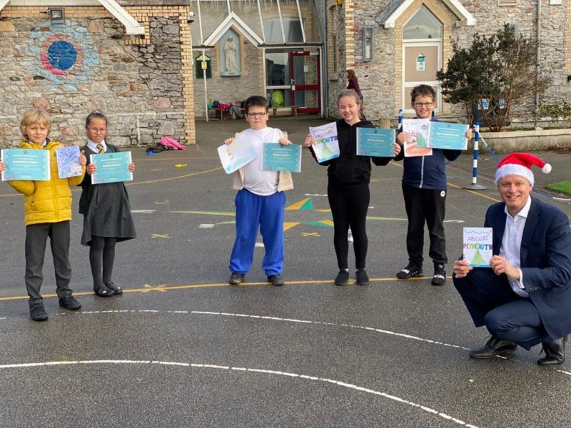 Luke with the Christmas Card competition winners