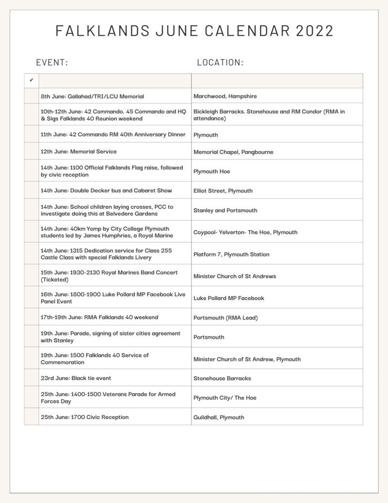 Falklands 40 - June Calendar 2022