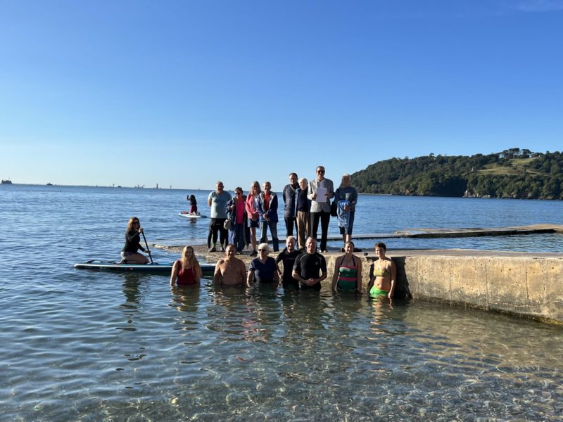 Luke Pollard and Bill Wakeham with Plymouth Wild Swimmers at Devil’s Point