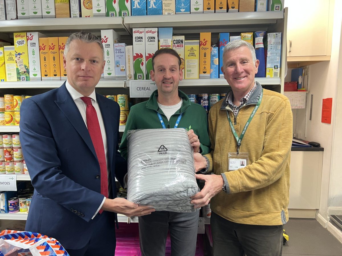 Luke Pollard with Andrew Denham (Project Co-ordinator at Plymouth Foodbank) and Nigel Morris (Plymouth Foodbank Chairperson)