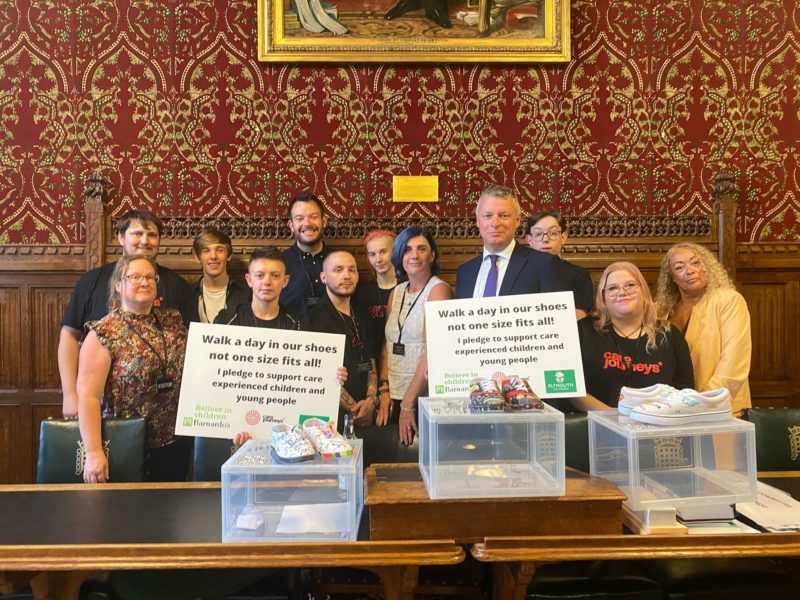 A group of care leavers from Plymouth at an event in Parliament that Luke organised in September 2022
