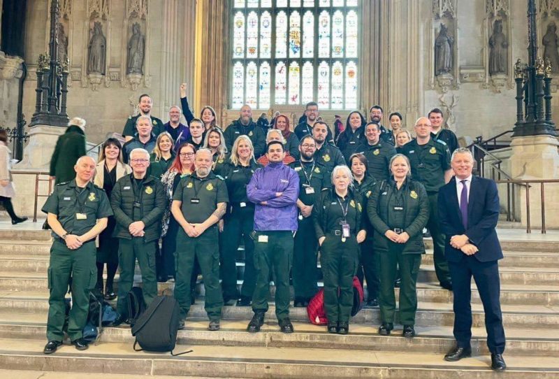Luke in Westminster Hall with ambulance teams from the South West 