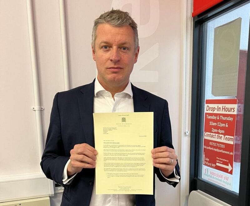 Luke with a copy of his letter to the Defence Secretary, asking for urgent clarification on the rumours surrounding HMS Albion and HMS Bulwark